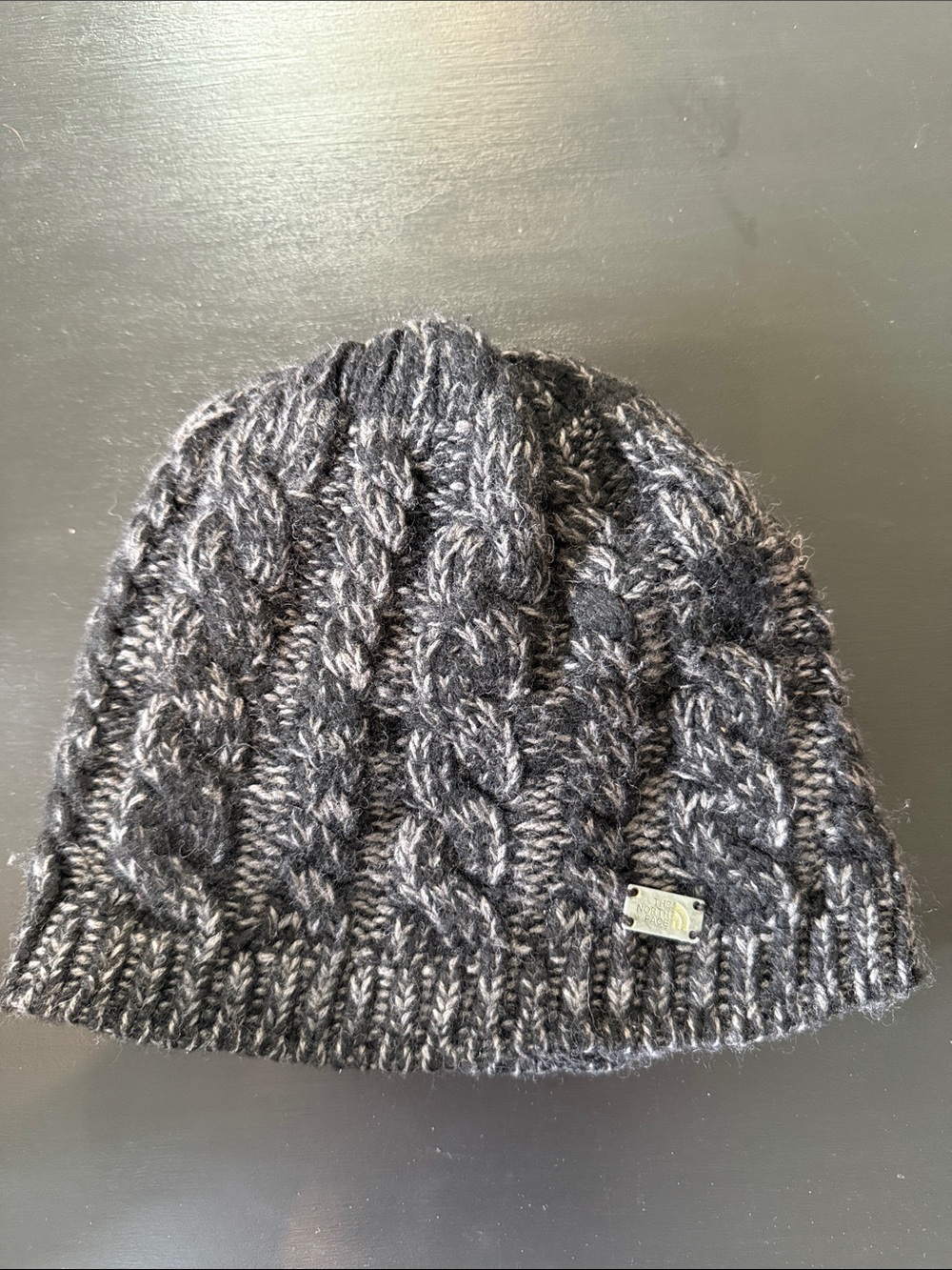 The North Face Black and Gray Cable Knit Beanie